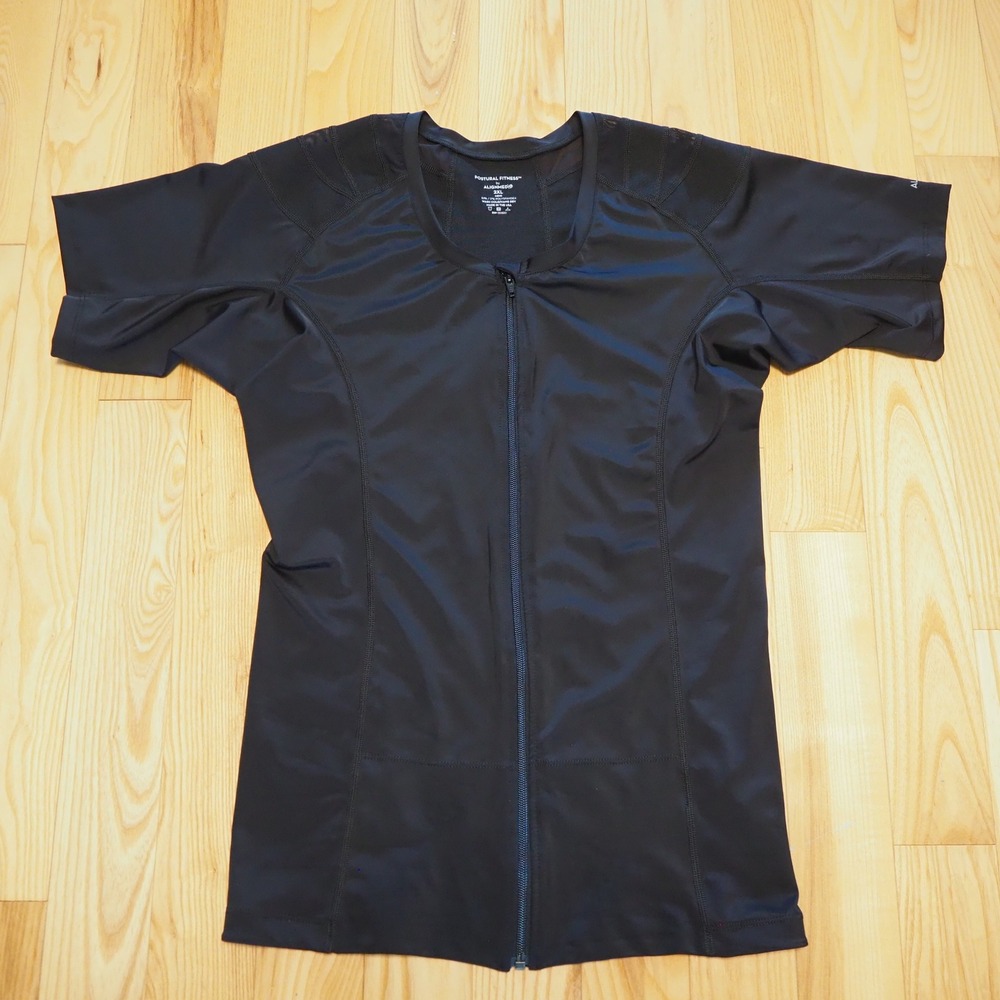 AlignMed Postural Fitness Shirt Mens 2XL Black Zipper Compression Posture Shirt